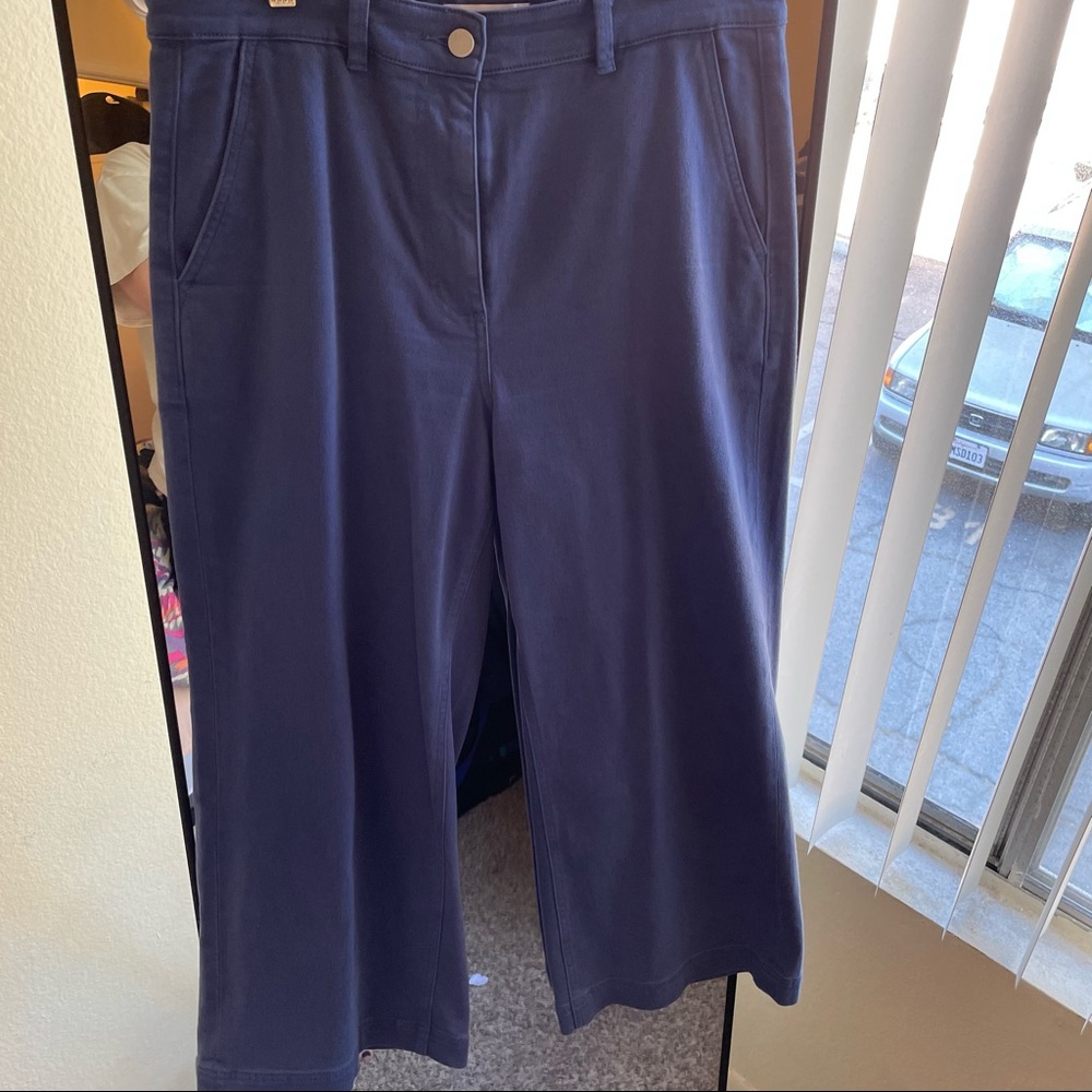 High rise cropped wide leg pants